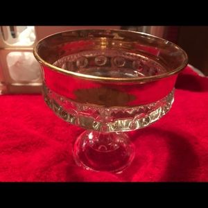 Vintage gold King’s Crown thumbprint Compote